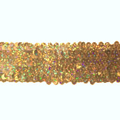 5 soros hologramos elasztikus flitterbortni 4,5 cm széles - GOLD